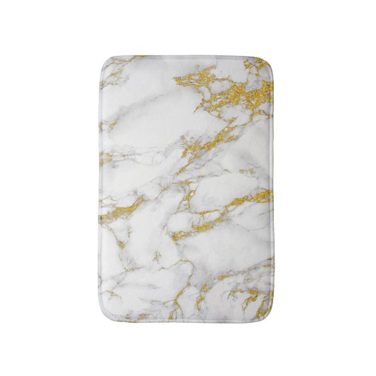 Marmeren steen in grijs wit & goud badmat (Voorkant Verticaal)