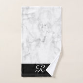 Marmeren Stijl Zwart Wit Monogram Initiaal Badkame Bad Handdoek (Handdoek)