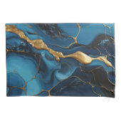 Marmeren textuur blauw blauwgroen gouden Kussenslo Kussensloop (Voorkant)