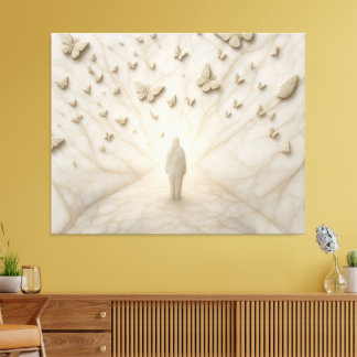 Marmeren vlindervlindernis 3D-effect kunstprint Canvas Afdruk
