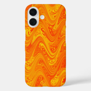 Marmerend Oranje geel rood patroon iPhone 16 Hoesje