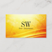 Marmergeel Sinaasappel gebogen decor monogram foto Visitekaartje (Voorkant)