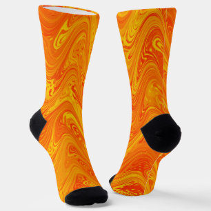 Marmering Oranje Geel Rood Patroon Sokken