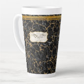 Marmering Paris Calligraphy Typography Black n Gol Latte Mok (Linkerhoek)