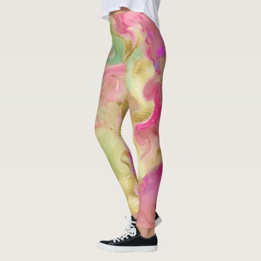 Marmering van abstracte waterverf met rooffunky leggings (Links)