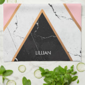 Marmertextuur met gouden lijnen theedoek (Gevouwen)