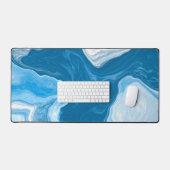 Marmervloeistof Art Blauw en Wit Bureaumat (Keyboard & Muis)