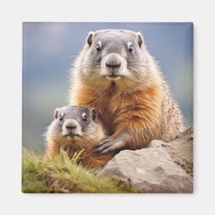 Marmot Animal Wild Beauty Vrijheid Wildernis Liefd Magneet