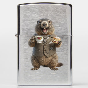 Marmot die thee drinkt