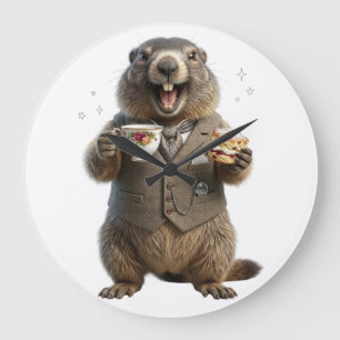 Marmot die thee drinkt grote klok