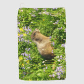 Marmot in Mount Rainier Wildbloemen Golfhanddoek (Voorkant)