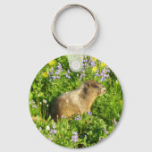 Marmot in Mount Rainier Wildbloemen Sleutelhanger (Voorkant)