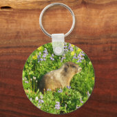Marmot in Mount Rainier Wildbloemen Sleutelhanger (Achterkant)