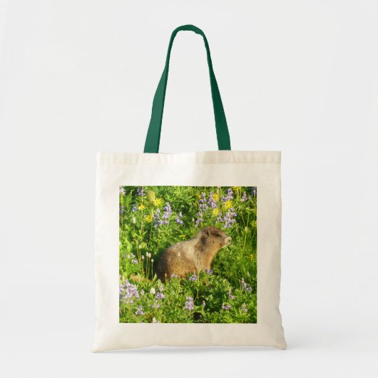 Marmot in Mount Rainier Wildbloemen Tote Bag (Voorkant)