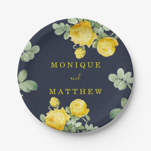 Marnasie en Gele rozenroodbruin Papieren Bordje (Voorkant)