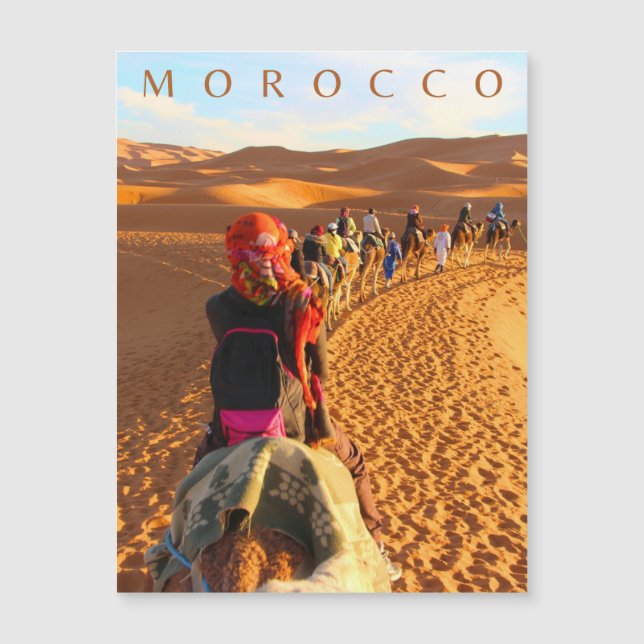 Maroc Désert Sahara Camel Trier Carte magnétique (Devant)