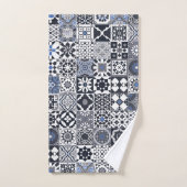 Marocain carrelage noir, bleu, gris (Serviette à main)