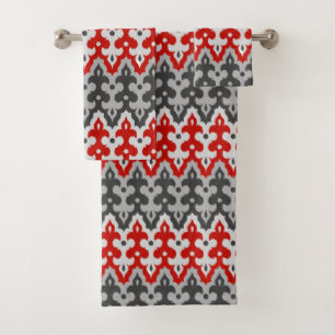 Marocain Ikat Damask, Graphite Grey et Rouge