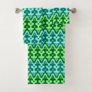 Marocaine Ikat Damask, Turquoise & Jade Green