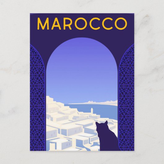 *~* Marocco Maroc Carte Postale Chat Fenêtre Ledge (Devant)