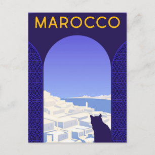 *~* Marocco Marokko Briefkaart Cat Window Ledge Bl