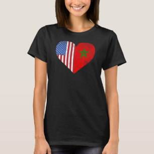 Marokkaans-Amerikaanse vlag Heart Marokko Verenigd T-shirt