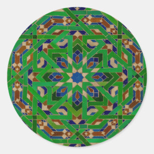  Marokkaans Arabesque Tegel Mosaic design Ronde Sticker