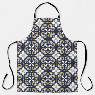 Marokkaans blauw goudvormig decoratief bloemetje schort