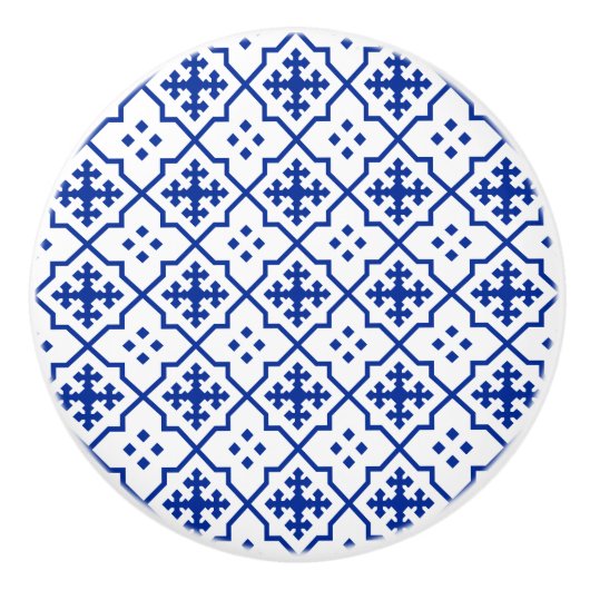 Marokkaans blauw keramische knop (Voorkant)