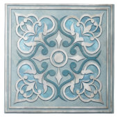 Marokkaans Blauw Marmer & Parel Tegeltje (Voorkant)