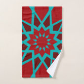 Marokkaans Blauwgroen en rood patroon Bad Handdoek (Handdoek)