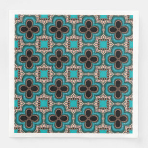 Marokkaans geometrisch Floral Pattern Blauwgroen T Servet