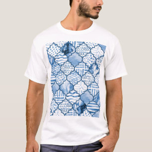 Marokkaans geometrisch, waterverf naadloos patroon t-shirt
