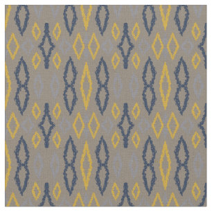 Marokkaans Ikat Blue Yellow Grey Pattern Stof