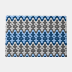 Marokkaans Ikat Damask, blauw en grijs / grijs Deurmat