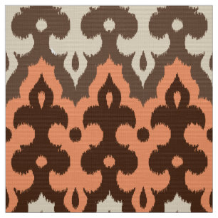 Marokkaans Ikat Damask, Brown, Taupe & Coral Stof