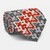 Marokkaans Ikat Damask, Graphite Grey en Red Stropdas (Opgerold)