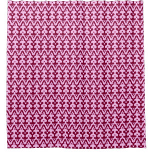 Marokkaans Ikat Damask Pattern, Bourgogne en roze Douchegordijn