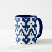 Marokkaans Ikat Damask Pattern, Cobalt Blue en Whi Mok (Voorkant rechts)