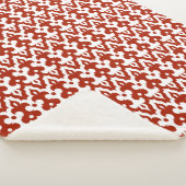 Marokkaans Ikat Damask Pattern, Deep Red en White Sherpa Deken (3/4)