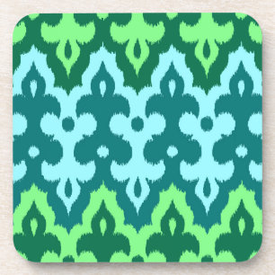Marokkaans Ikat Damask, Turquoise & Jade Green Bier Onderzetter