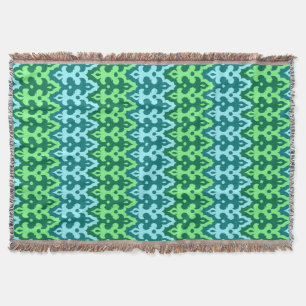 Marokkaans Ikat Damask, Turquoise & Jade Green Deken