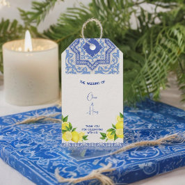  Marokkaans/Italiaans Blauwe Tegel Gift Labels Cadeaulabel