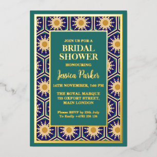 Marokkaans kunstwerk Groen Golden Classy Vrijgezel Folie Uitnodiging