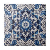 Marokkaans Mediterraan Blauw en Wit Tegelmotief Tegeltje (Voorkant)