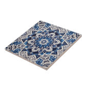 Marokkaans Mediterraan Blauw en Wit Tegelmotief Tegeltje (Zijkant)