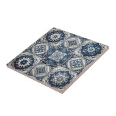 Marokkaans Mediterraan Blauw en Wit Tegelpatroon Tegeltje (Zijkant)