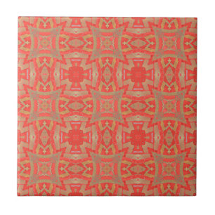 Marokkaans mozaïek geometrisch patroon rood beige tegeltje