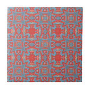 Marokkaans mozaïek geometrisch patroon rood turquo tegeltje
