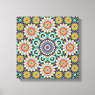 Marokkaans Mozaïek Traditioneel Boho Patroon Canvas Afdruk